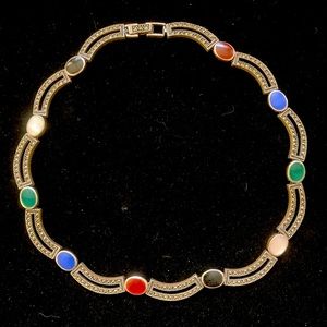 Art Deco Choker - Sterling Silver, Marcasite and Semi-Precious Stones.